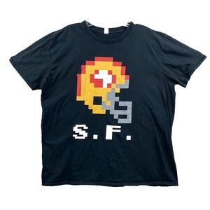 Anvil San Francisco 49ers T Shirt Mens XL Black Tecmo Bowl‎ Graphic NFL Football